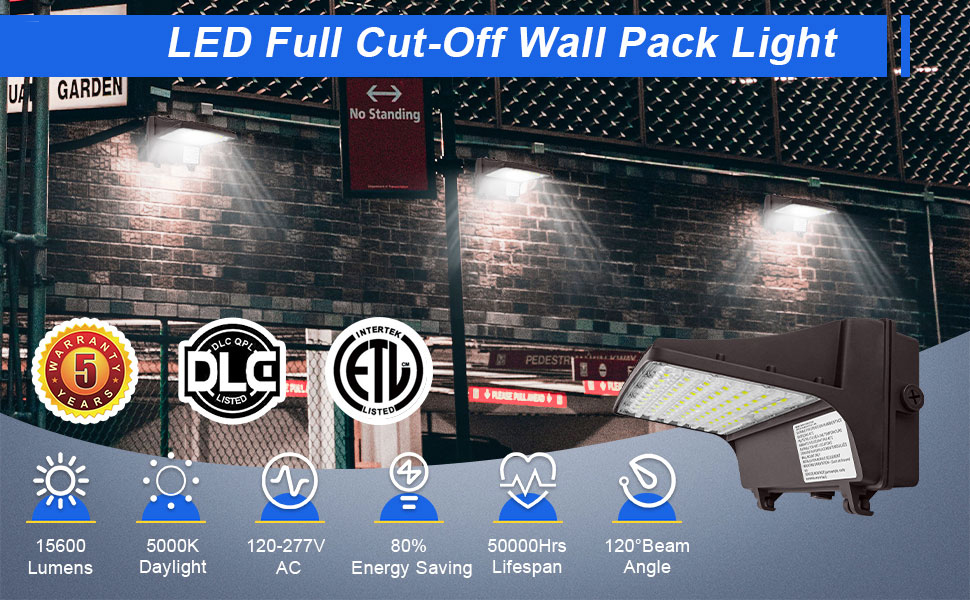 full cut-off led wall pack light 120w etl cetl ul dlc approved 135lm per watt ip65